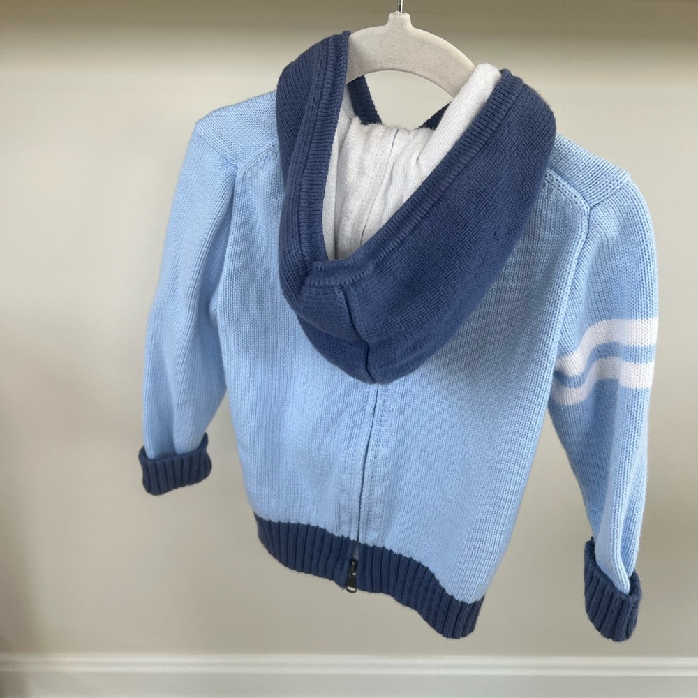 Ralph Lauren Light Blue Knit Hoodie with Navy Polo Logo - Toddler Boy 24 Months - Picture 7 of 8